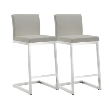 Farma Performance Vegan Leather Counter Stool - Set of 2(Light Grey)