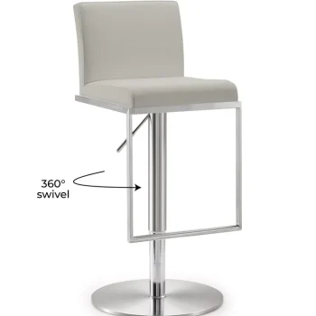 Kalfi Performance Vegan Leather Adjustable Stool(Light Grey)