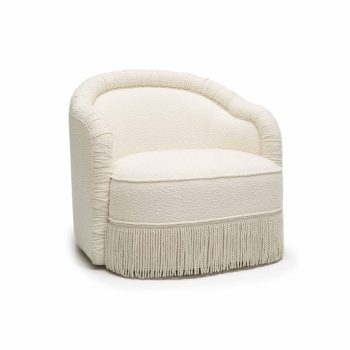 Diana Cream Performance Boucle Tasseled Lounge Accent Chair