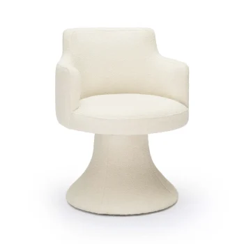 Jefry Performance Boucle Swivel Dining Chair Cream
