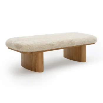 jolie 56.5" Contract-Grade Straight Vegan Shearling Large Bench(Natural)