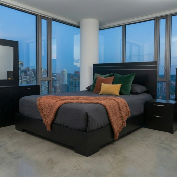 Allegro Set Queen Bed 5 Pcs Black Matte.