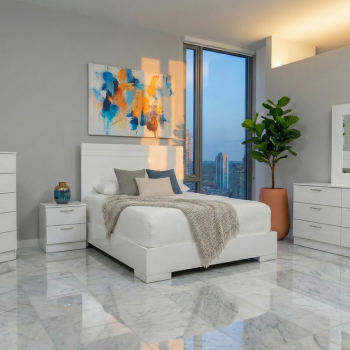Allegro Set Queen Bed 5Pcs White Matte.