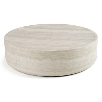 Cozy- Modern Faux Travertine Round Coffee Table