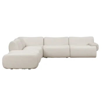 Zera 5-Piece Contract-Grade Upcycled Fabric Modular Sectional Cream.