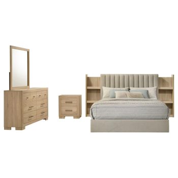 Ariel 4-piece Queen Bedroom Set Light Oak