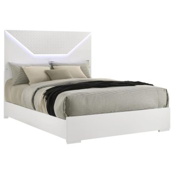 Ivys Queen Panel Bed LED Headboard White High Gloss