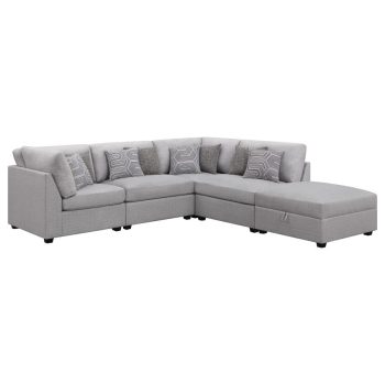 Zambria 5-piece Upholstered Modular Sectional Sofa Grey