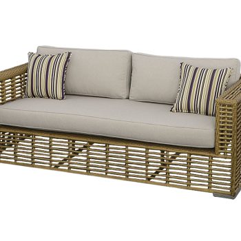 Tao - Outdoor Beige + Wicker Sofa