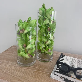 JUEGO DE CILINDROS DECORATIVOS CON ORQUÍDEAS