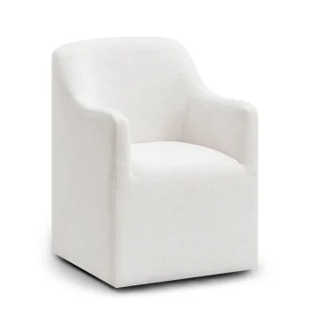 Elena Tall Textured Weave Performance Fabric Dining Chair off white