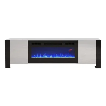 TV 802 with electric fireplace White and Black13
