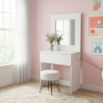 Vanity with Mirror and Stool