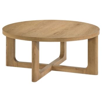 Lery Round Sculptural Wood Coffee Table Light Oak