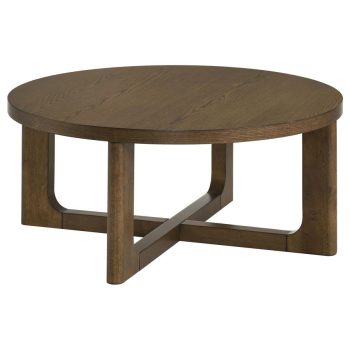 Lery Round Sculptural Wood Coffee Table Brown