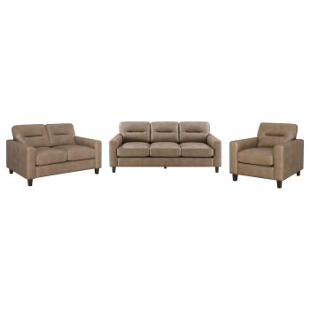 Scot 3-piece Faux Leather Upholstered Sofa Set Brown