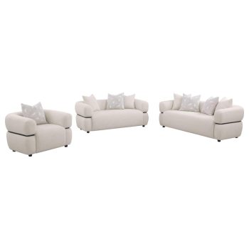 Jeanet 3-piece Fabric Upholstered Round Arm Sofa Set Beige
