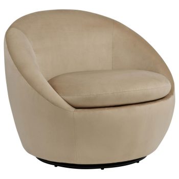 Merny Velvet Upholstered Swivel Accent Chair Camel