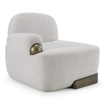 Anier - Contemporary Off-White Fabric + Antique Brass Accent Chair