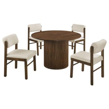 Amlyn 5-piece Round Wood Dining Set Cream and Walnut