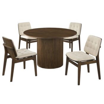 Amlyn 5-piece Round Wood Dining Set Cream and Walnut