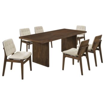 Ecker 7-piece 82-inch Rectangular Dining Set Cream and Walnut