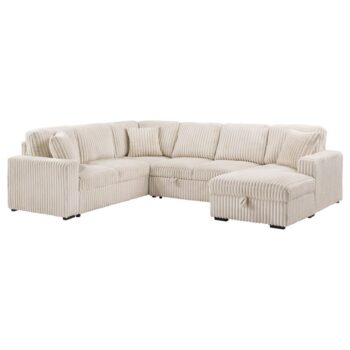 Devon Sleeper Sectional Sofa Storage Chaise Camel