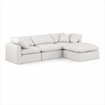 Indulge105" Vegan Leather Upholstered 4pc. Modular Sectional Cream